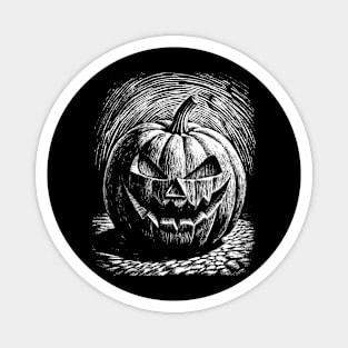 Halloween pumpkin art in linear style Magnet